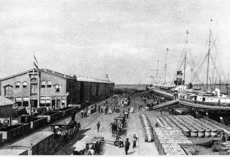 Foto van de Stoomvaartmaatschappij aan de Wilhelminakade, 1891