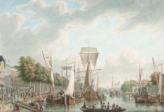 Tekening van de Leuvenhaven omstreeks 1790