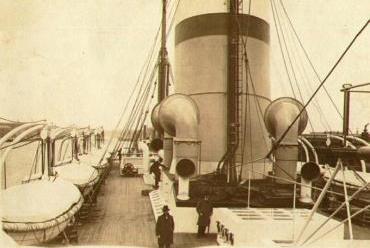 Sloependek van passagiersschip de Rijndam I van de Holland-Amerika Lijn.1901
