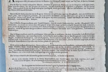 Pamflet met het verzoek van de burgerij van Rotterdam aan Bestuurders.