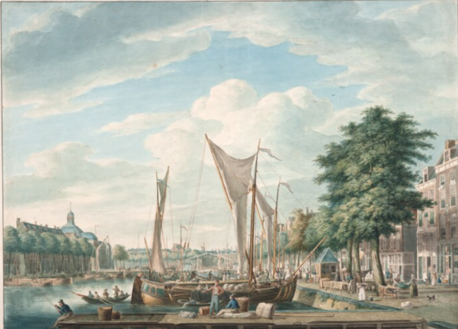 Bedrijvigheid op de kades van de Blaak en Noordblaak. Gerrit Groenewegen, 1807.
