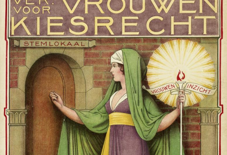 Affiche van de Vereniging voor Vrouwenkiesrecht uit 1918