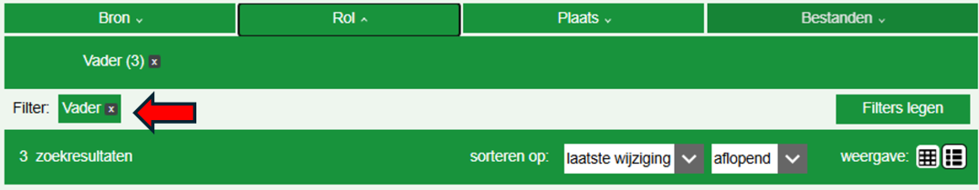 Screenshot van zoek resultaten formulier 