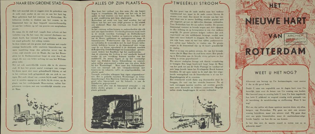 Folder met tekst over het plan van Traa voor een nieuw stadshart