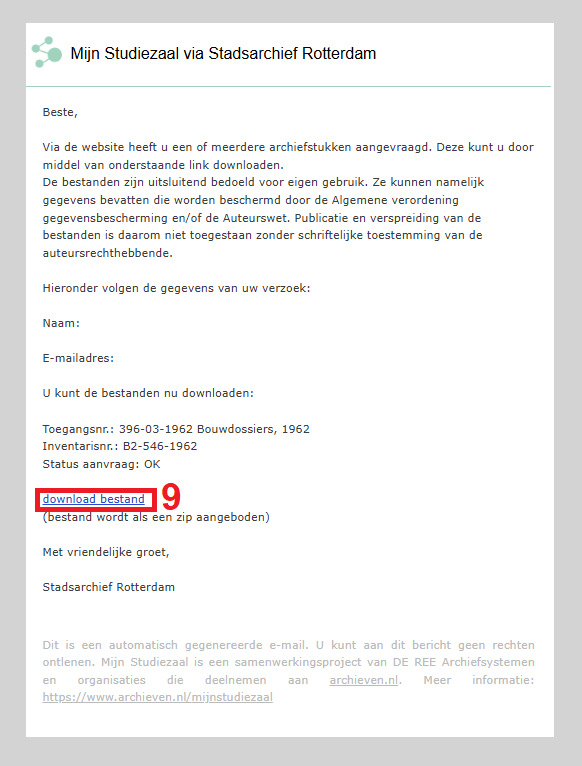 Bestanden per e-mail ontvangen stap 9