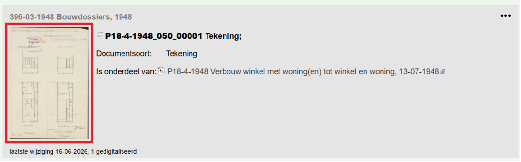 De afbeelding laat de beschrijving van een scan uit een bouwdossier zien.