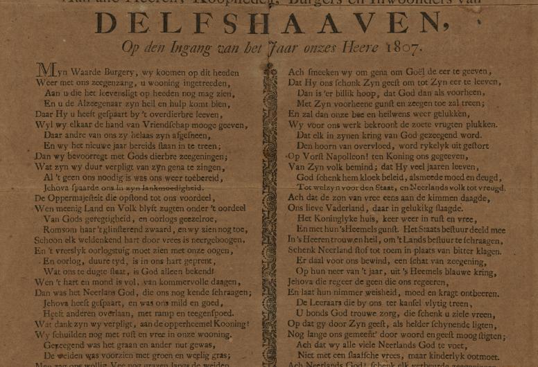 De Nieuwjaars heil- en zegenwens van dezelfde beroepsgroep uit Delfshaven uit 1807.