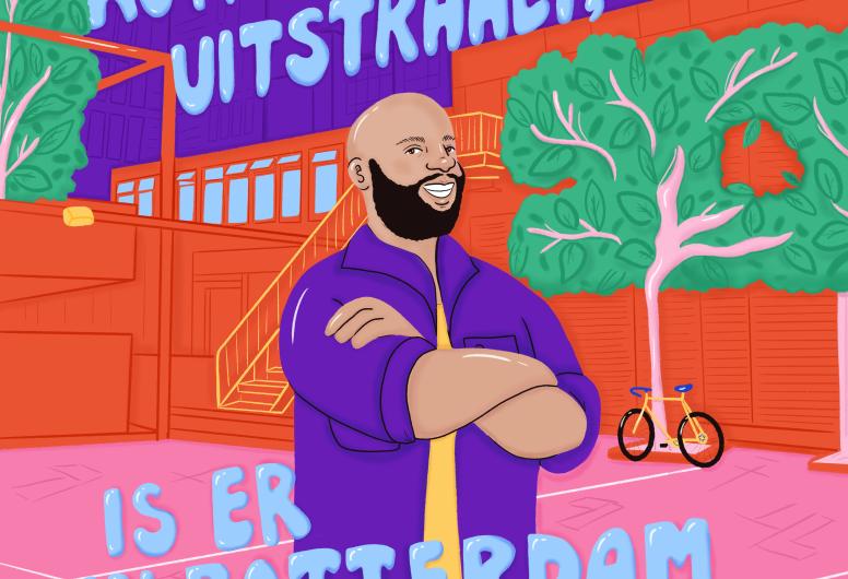 Tekening van een man genaamd Aziz. 2024, door Sioe Jeng Tsao
