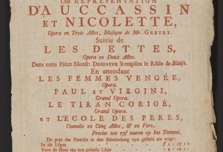 Affiche uit 1791 met twee Franse opera's