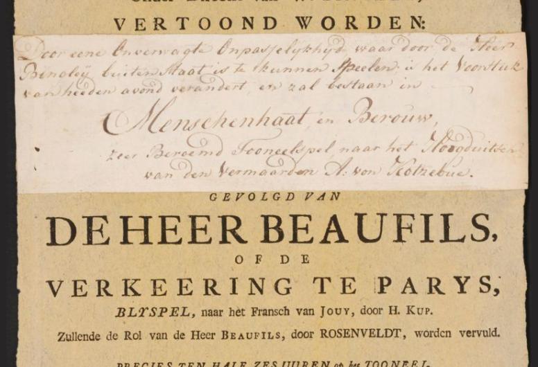 Aan een affiche uit 1809 is een handgeschreven annulering toegevoegd.