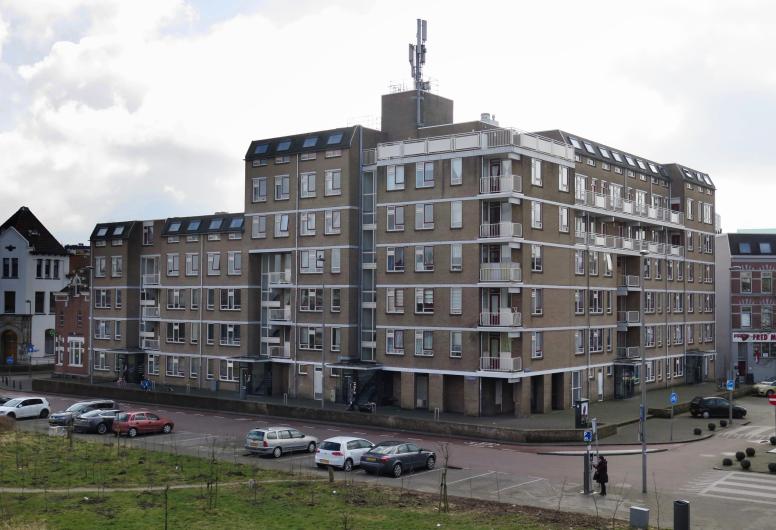 Flatgebouw dat op de plek van de Stieltjeskerk is gebouwd, in 2018