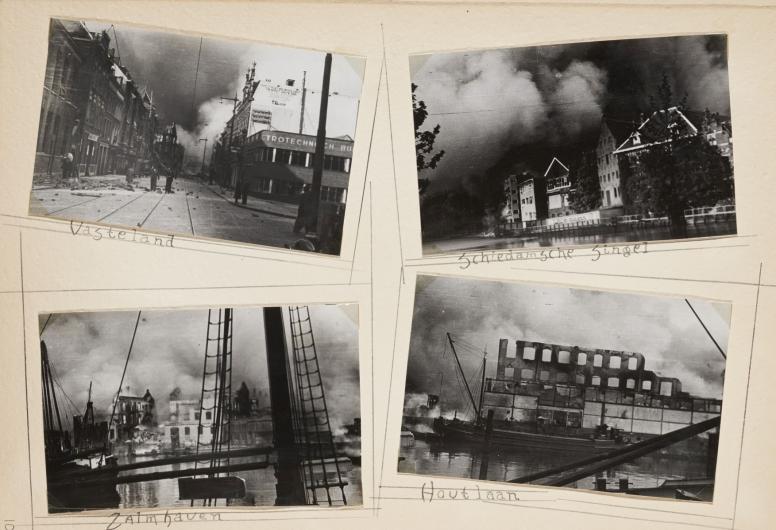 Album met foto's brandende stad