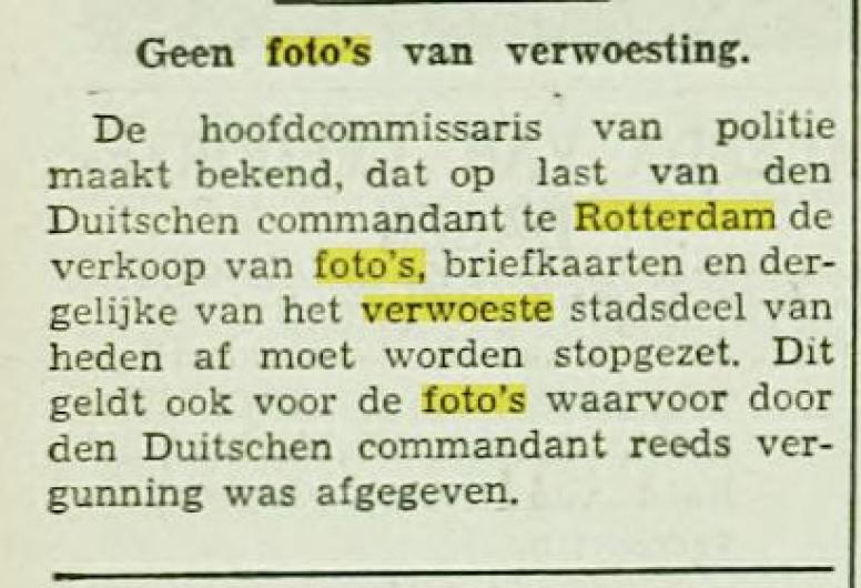 Krantenartikel Fotografieverbod