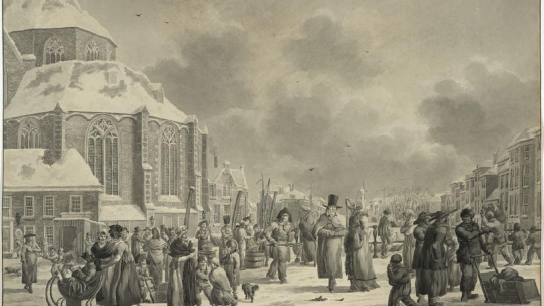 Winterse boerenvismarkt achter de Sint-Laurenskerk.