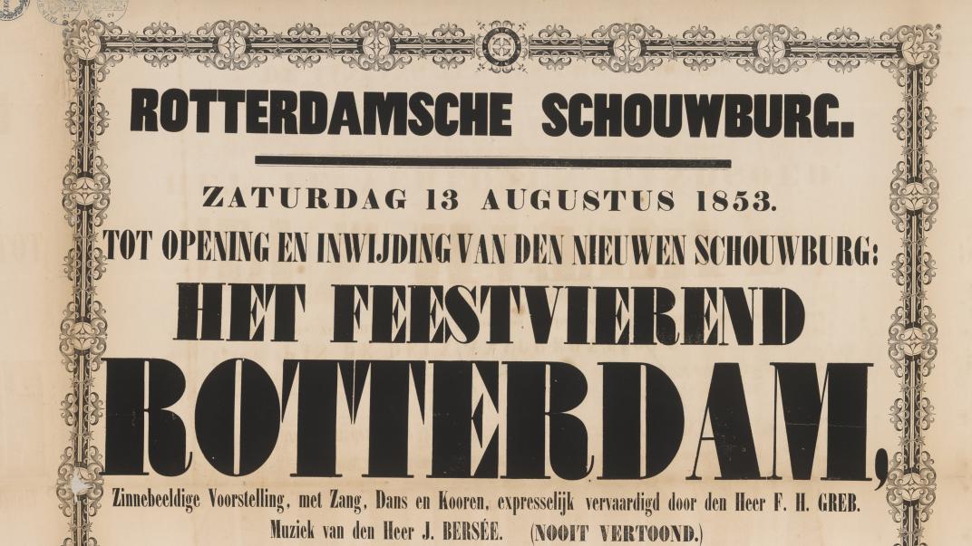 Affiche opening Rotterdamse Schouwburg 1853
